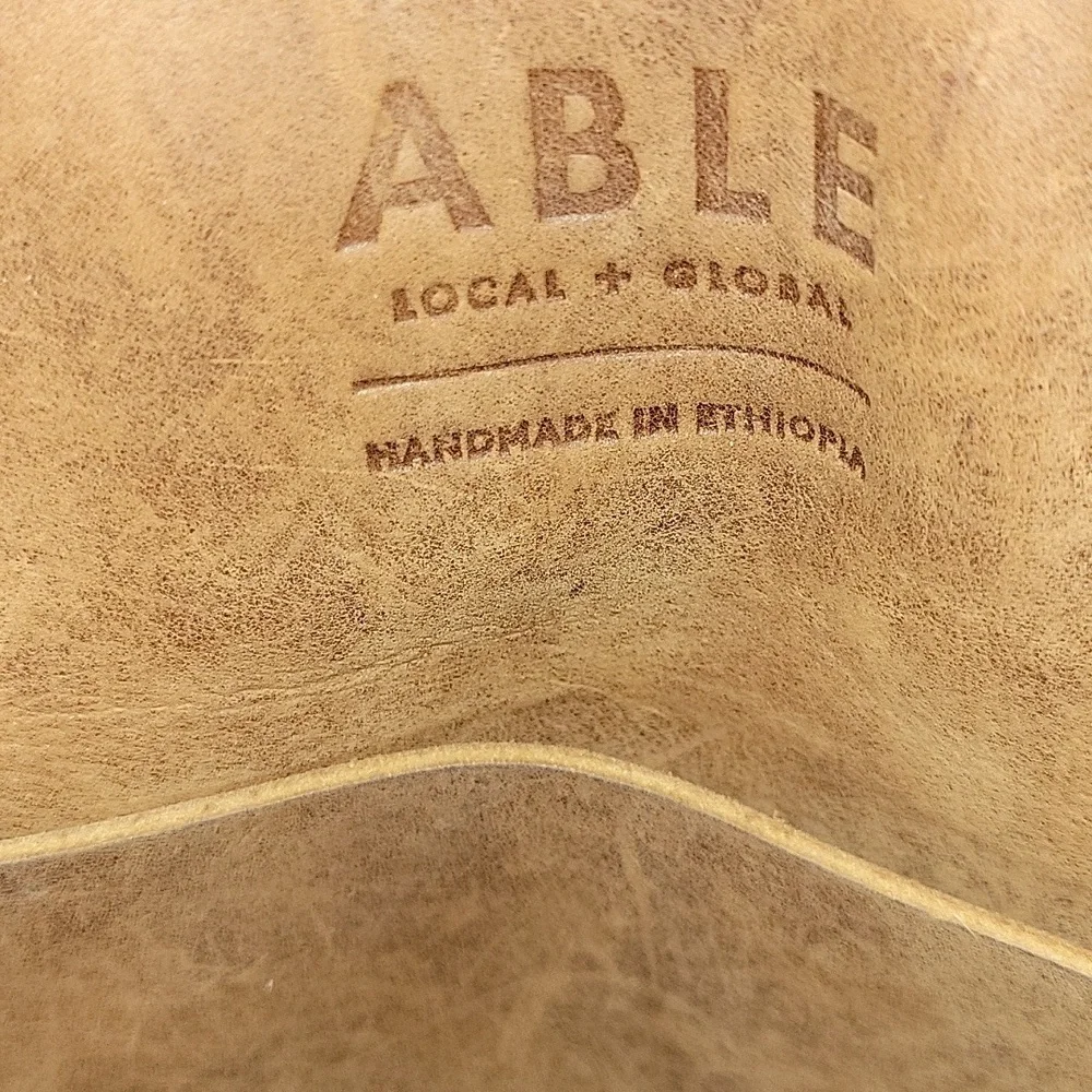 Abel Local and Global Brown Leather Tote Shoulder Bag Handbag